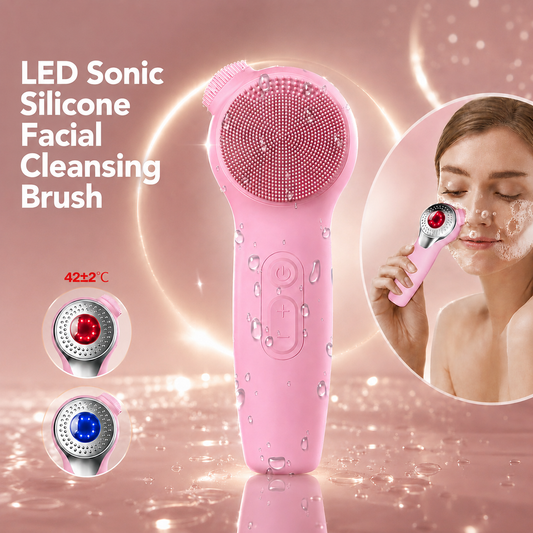LED Sonic Silicone Facial Cleansing Brush