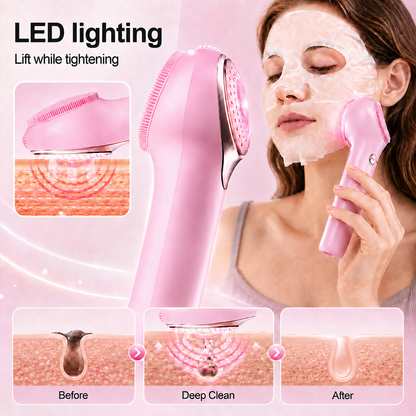 LED Sonic Silicone Facial Cleansing Brush