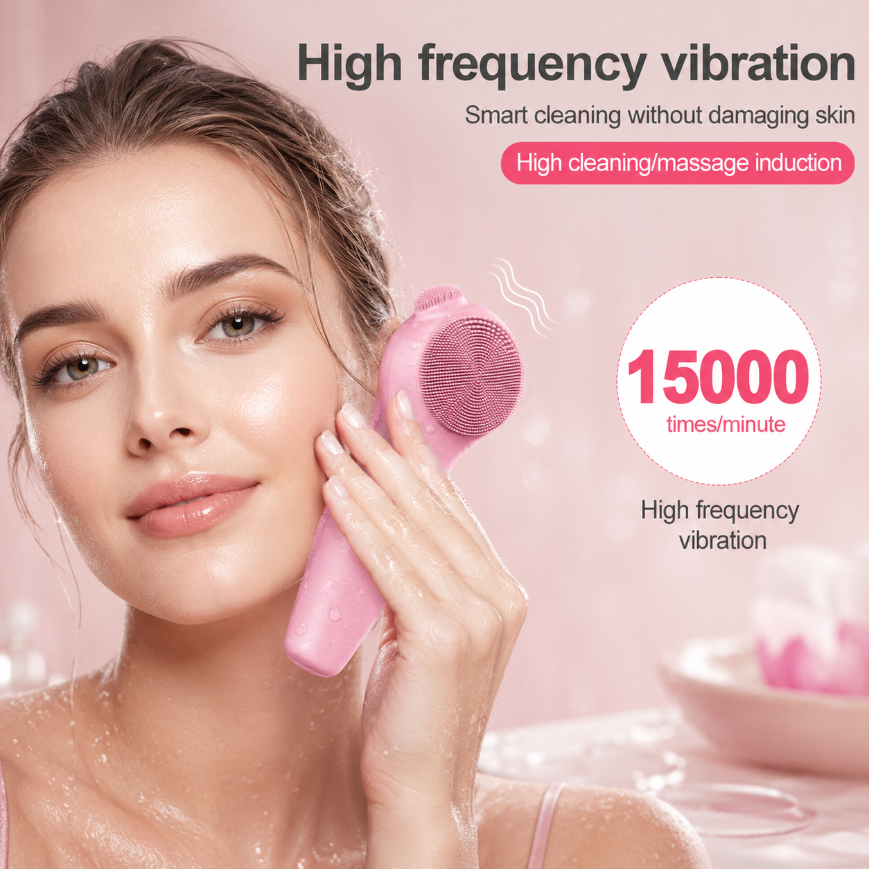 LED Sonic Silicone Facial Cleansing Brush