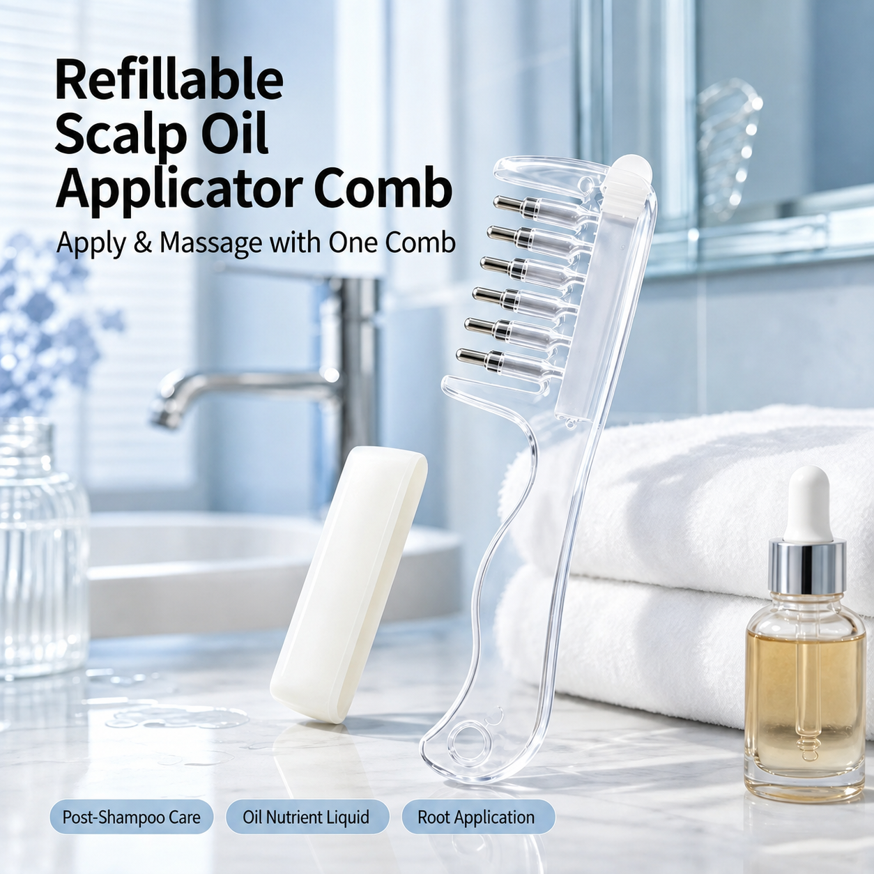 Refillable Scalp Oil Applicator Comb