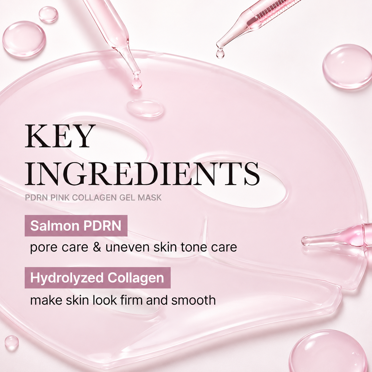 Hydrating peptide collagen eye patch in a hydrogel mask designed to reduce puffiness and hydrate the delicate eye area.
