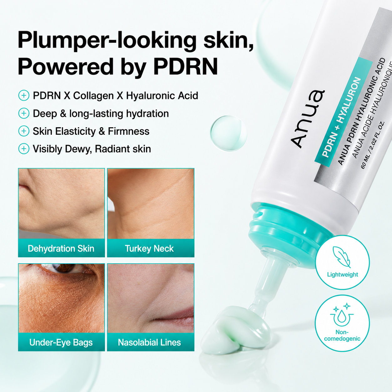 ANUA 100+ PDRN+ Hyaluronic Acid 100 Moisturizing Cream (60ml)