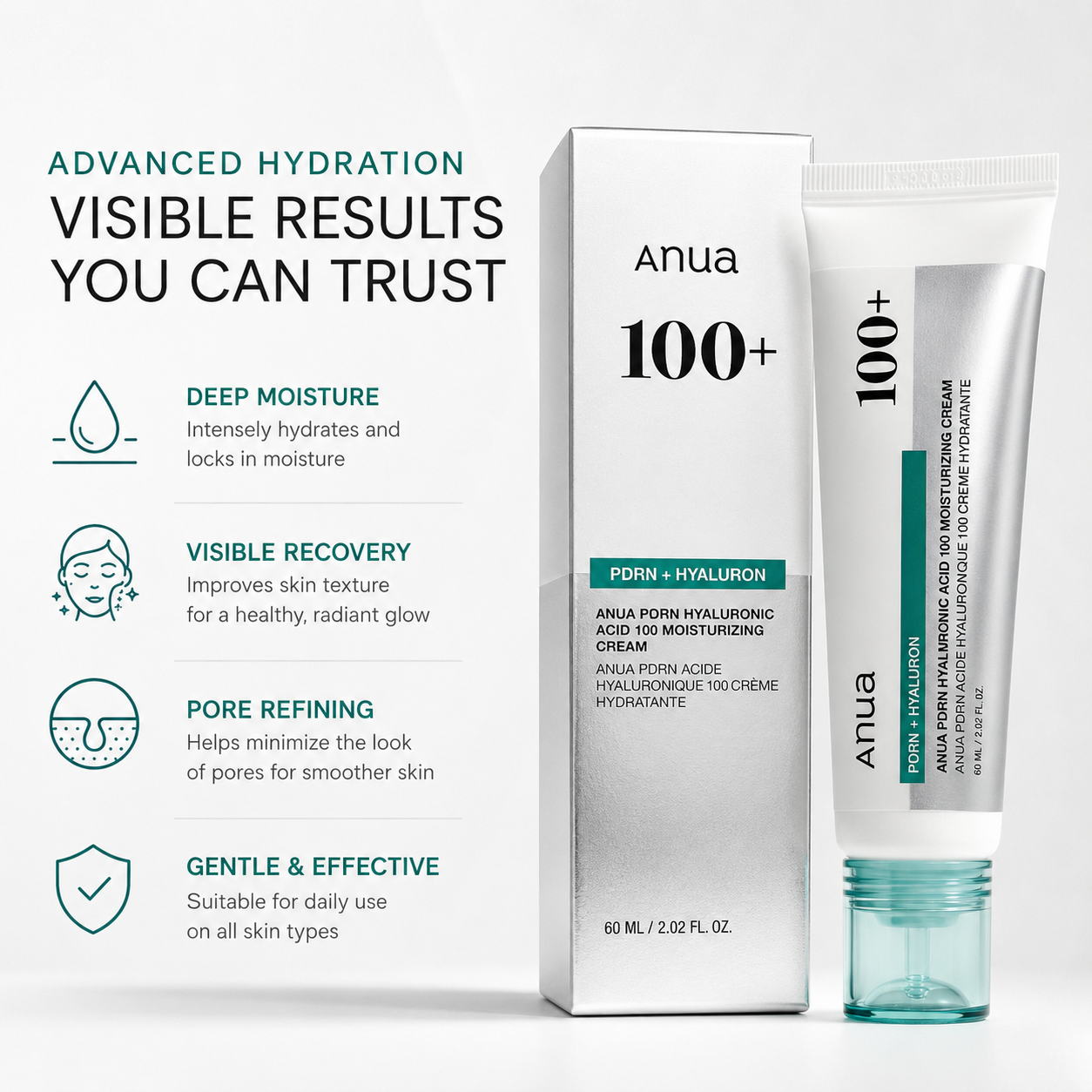 PDRN Hyaluronic Acid Cream - 100 Moisturizing & Skin Repair