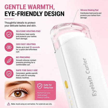 Heated eyelash curler silicone pad, fast warm-up and eye-friendly safety features