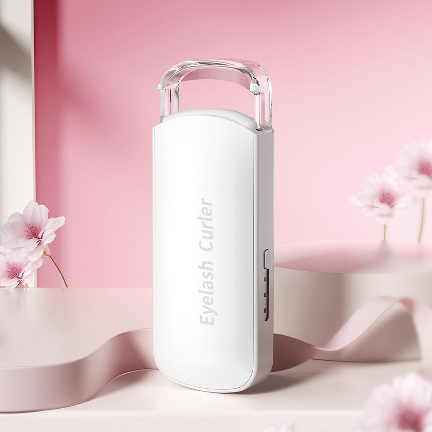 White USB rechargeable heated eyelash curler product image