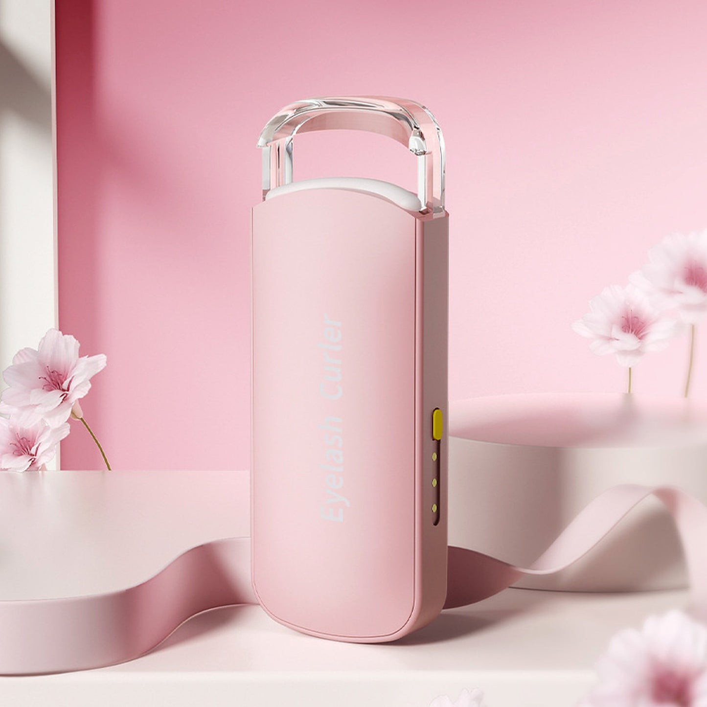 Pink USB rechargeable heated eyelash curler product image