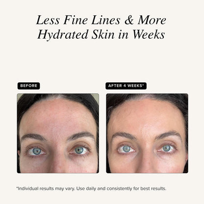 Copper Peptide Face Serum before-and-after comparison for hydrated-looking skin and fine lines