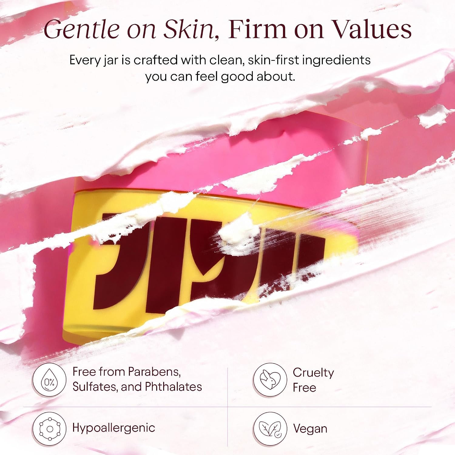JiYu NAD+ Cream texture and formula values graphic with vegan and cruelty-free callouts