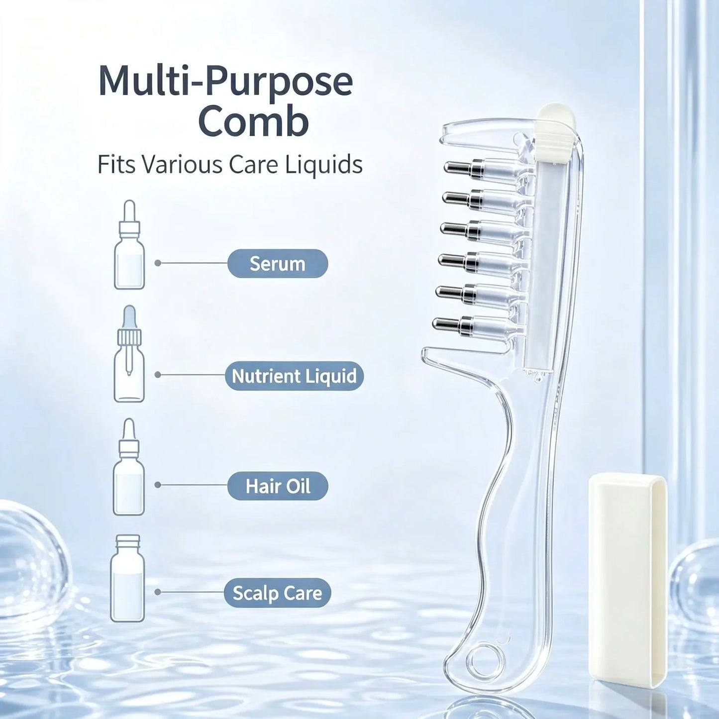 Scalp treatment liquid applicator comb